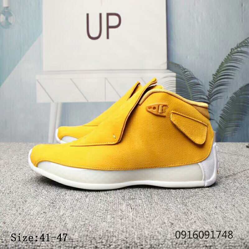 New Air Jordan 18 Yellow White Shoes - Click Image to Close